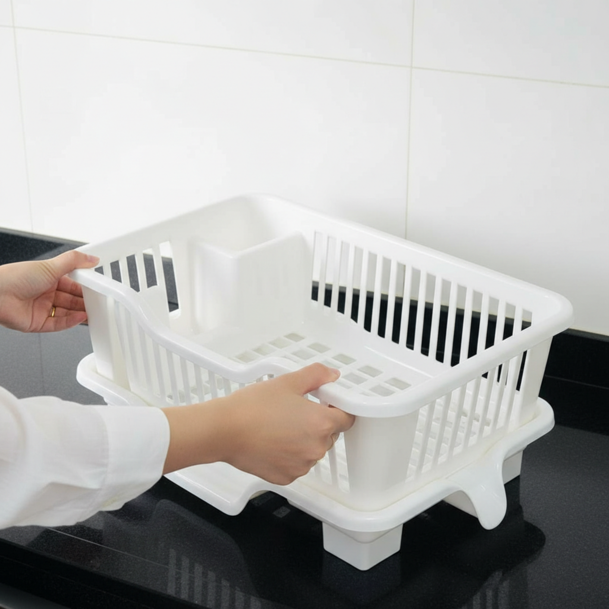 Dish Drying Rack with Drain Spout
