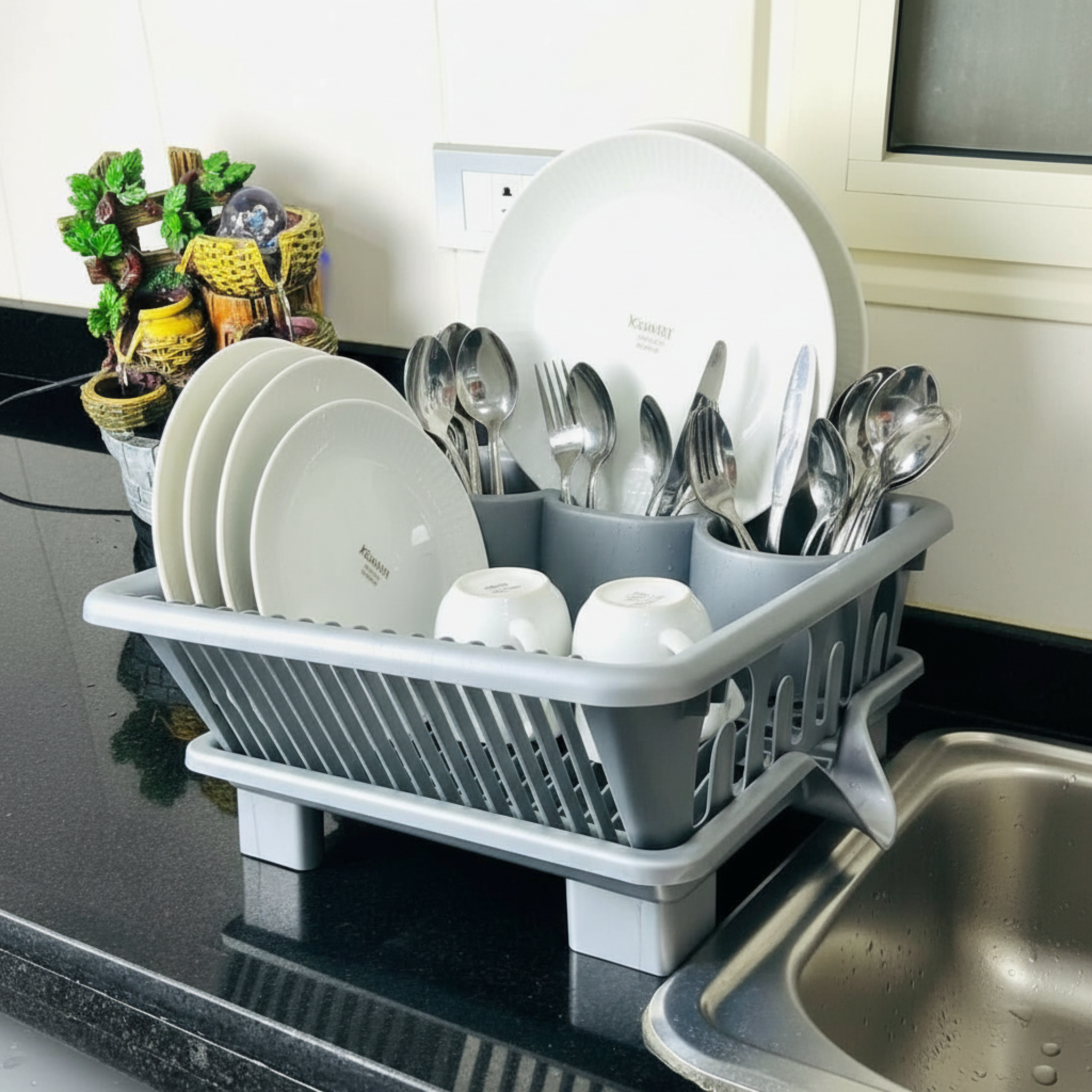 Dish Drying Rack with Drain Spout