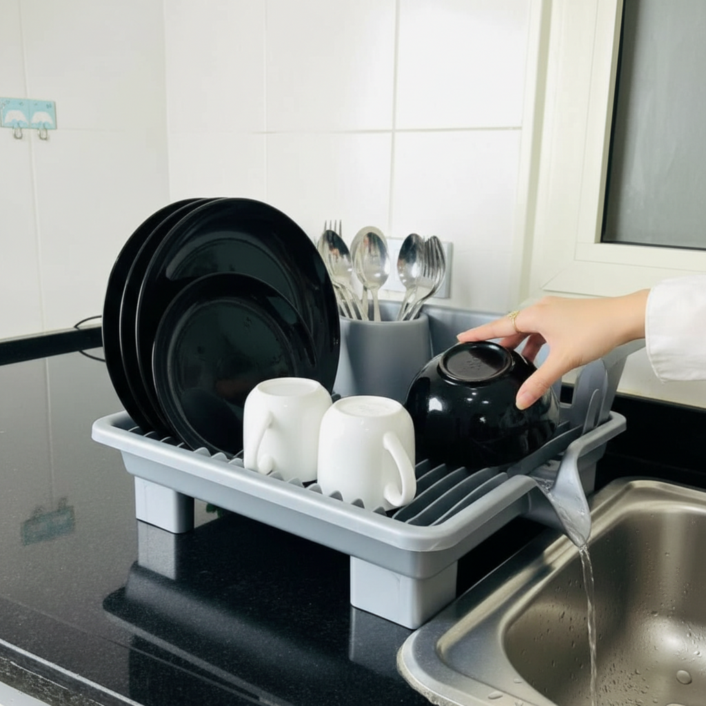 Dish Drying Rack with Drain Spout