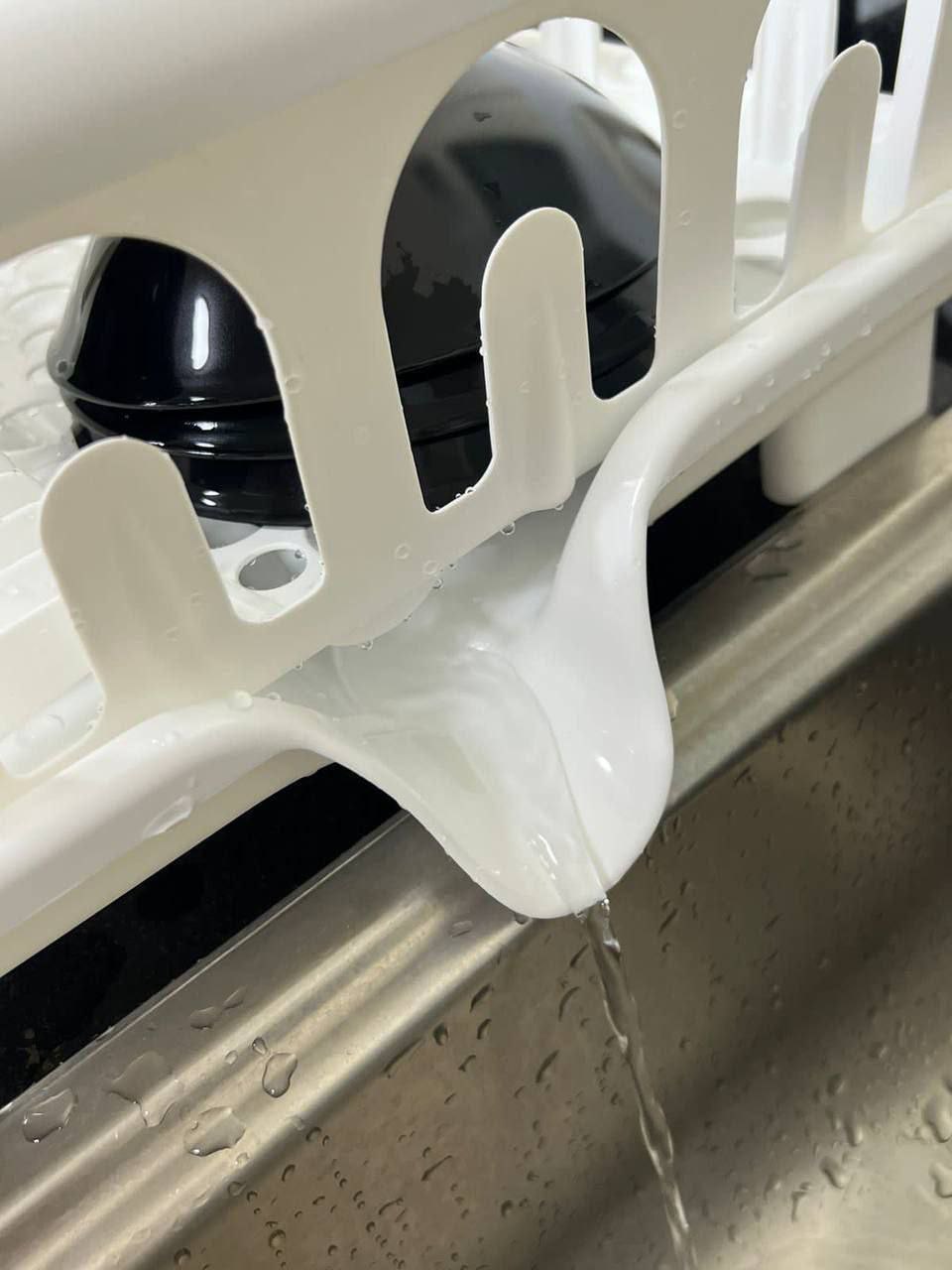 Dish Drying Rack with Drain Spout