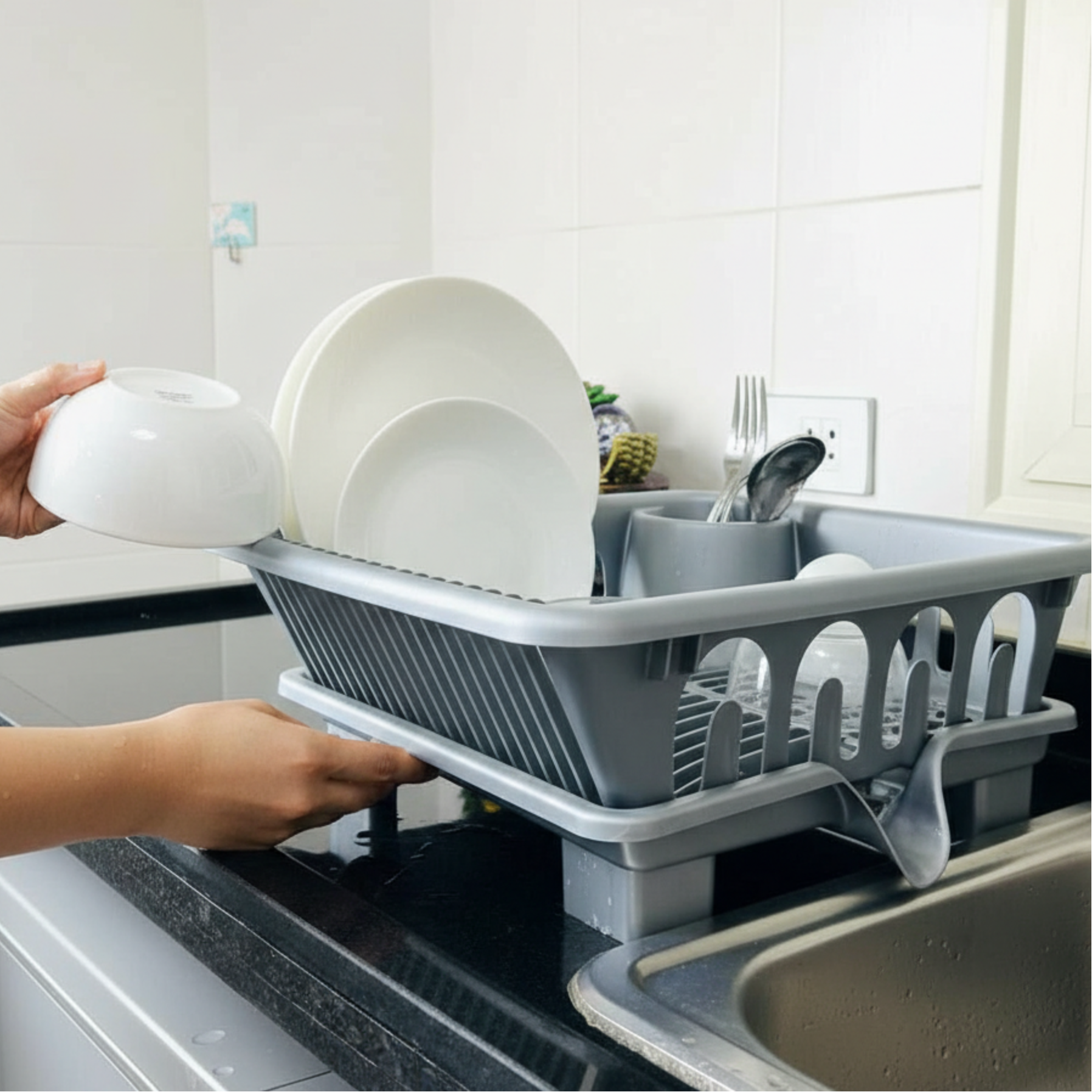 Dish Drying Rack with Drain Spout
