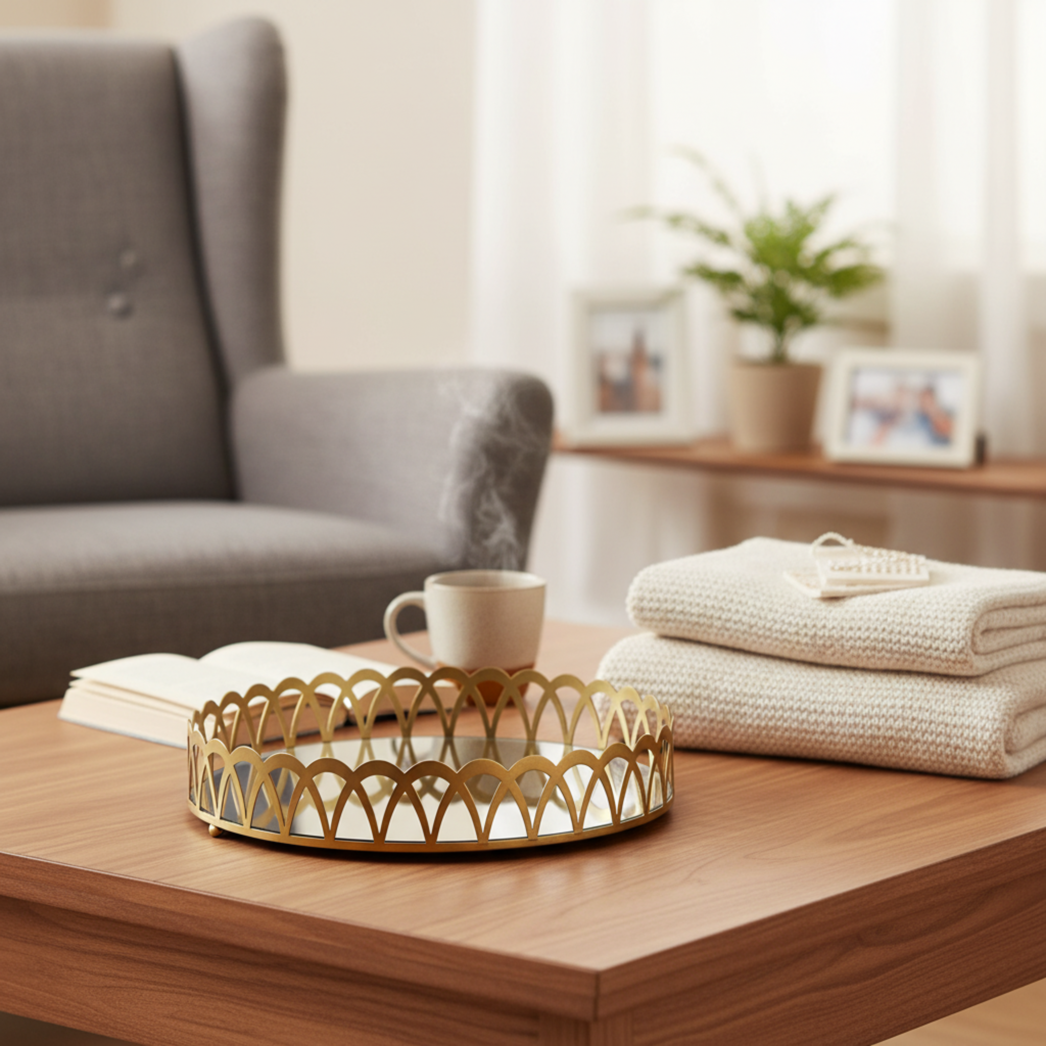 Circular Mirror Tray