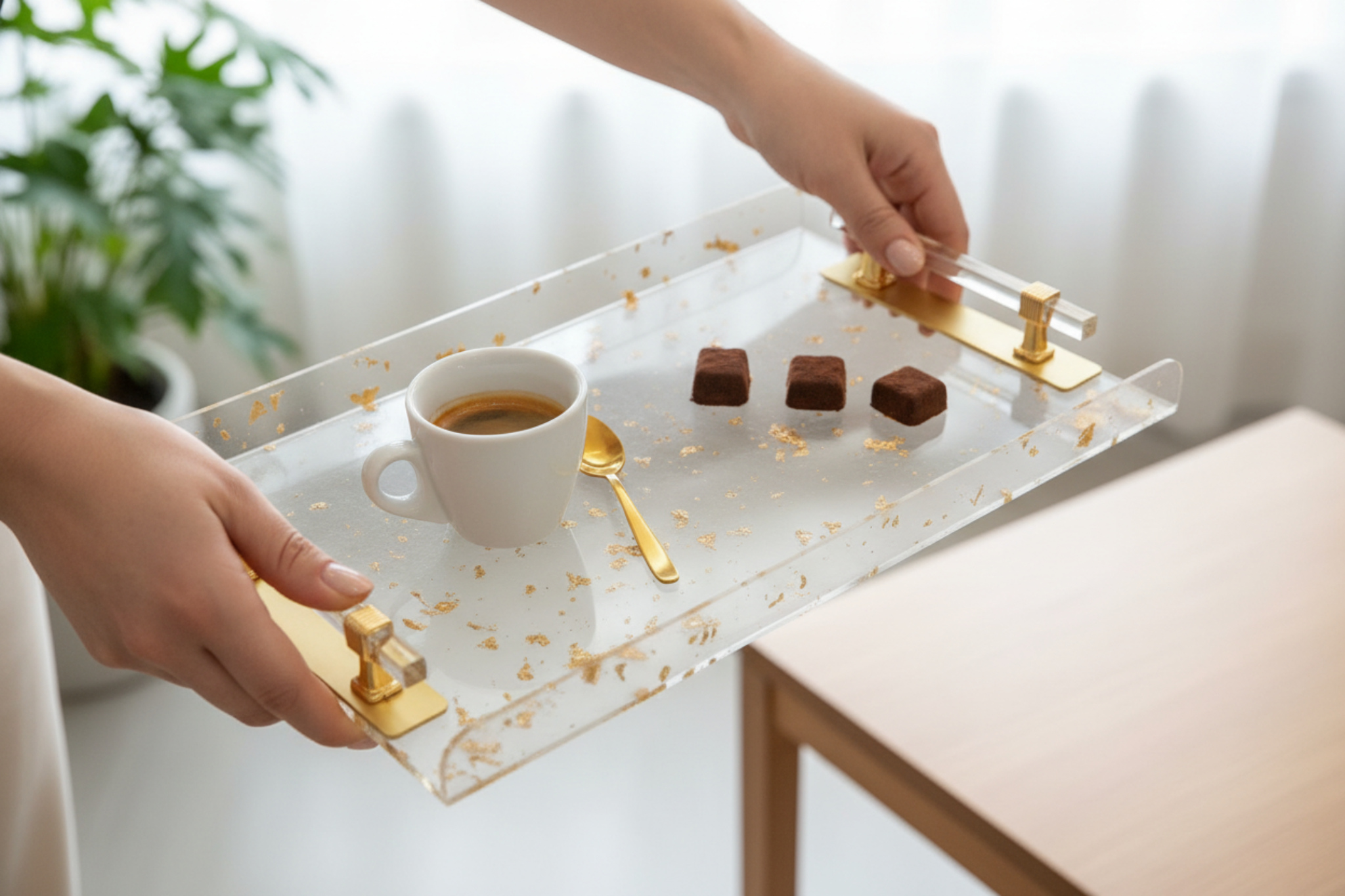 Golden Tray Set - 2 Pcs