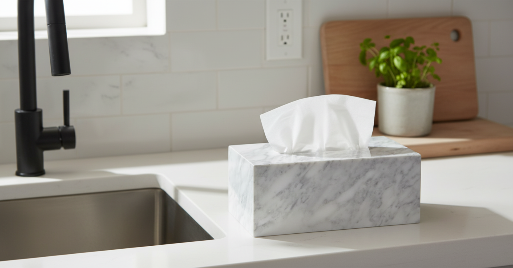 Marble Rectangular Tissue Box