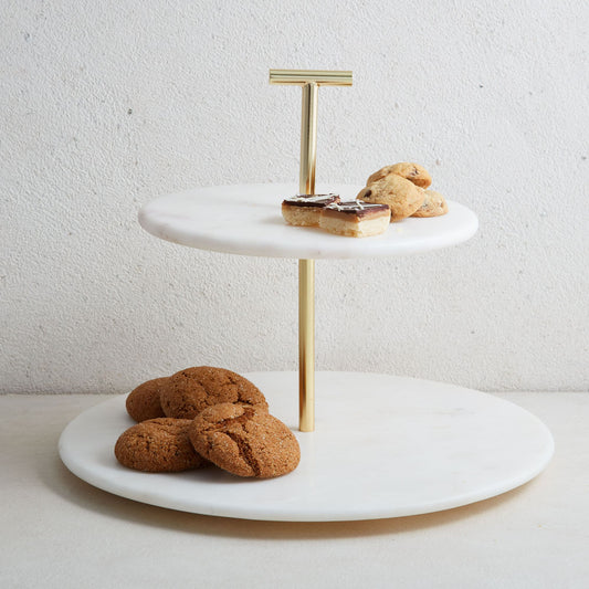 Marble Brass 2-Tier Cake Stand