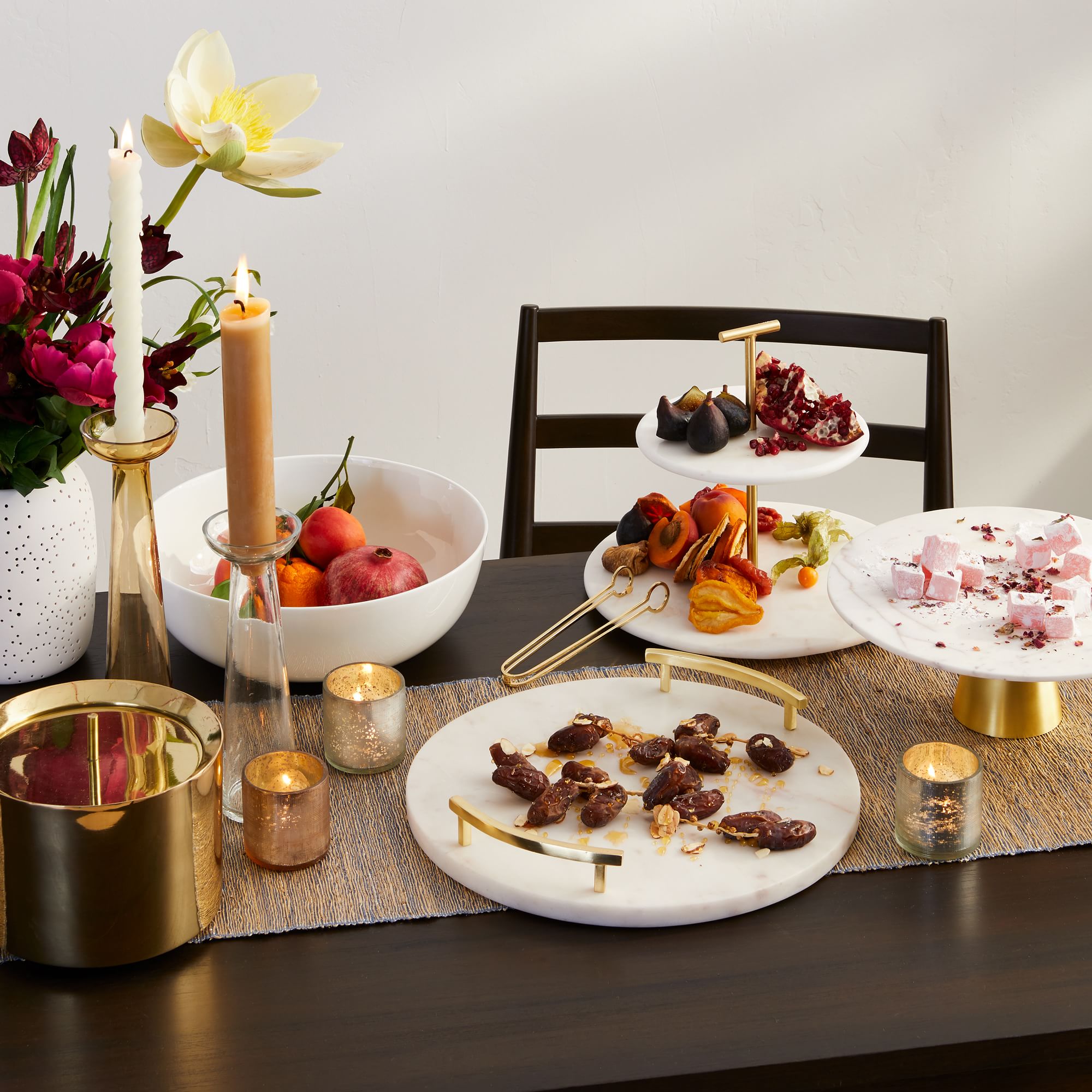 Marble Brass 2-Tier Cake Stand