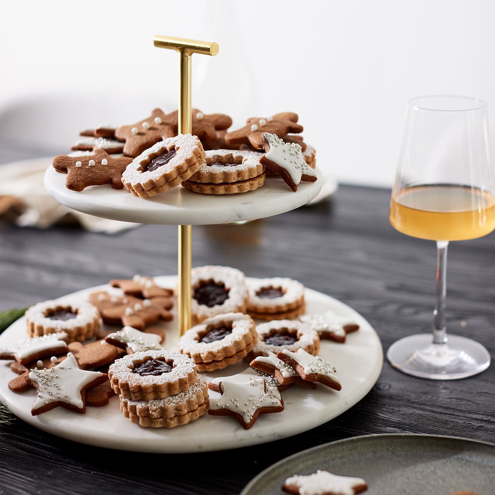 Marble Brass 2-Tier Cake Stand