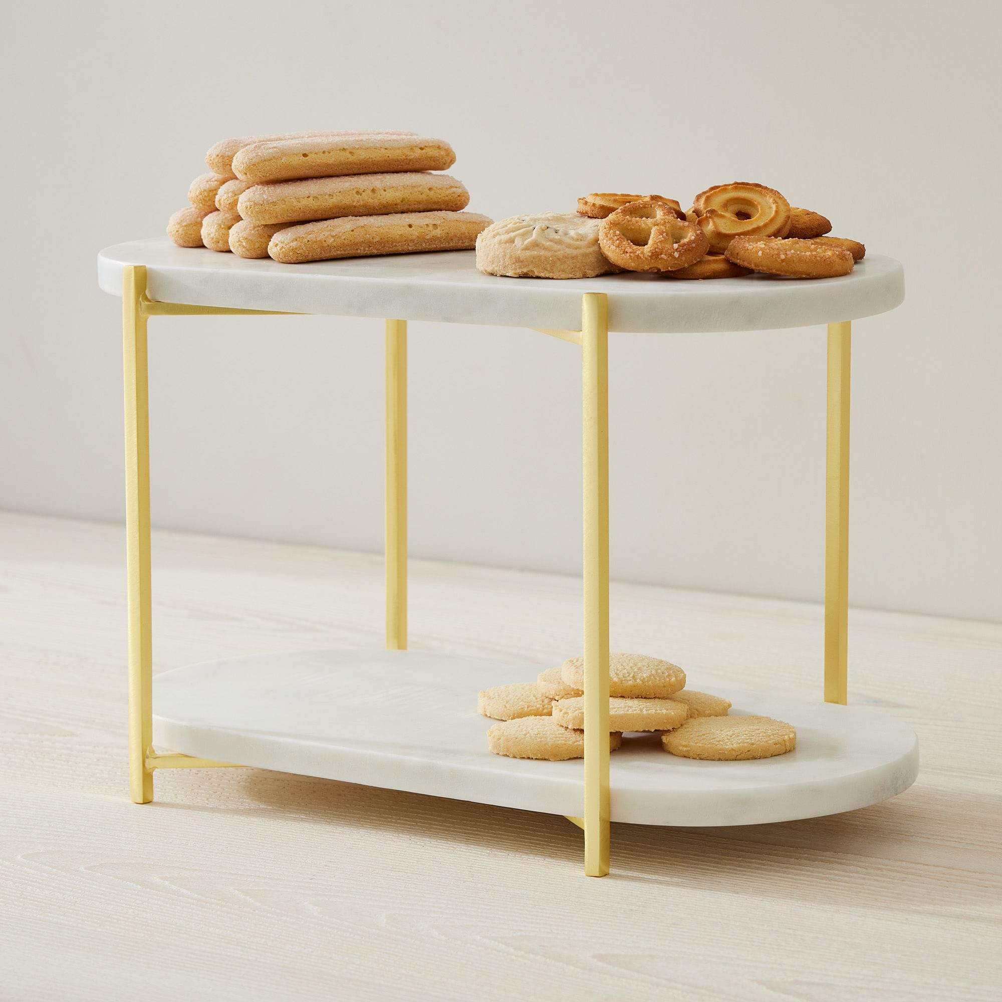 Marble Brass 2-Tier Stand